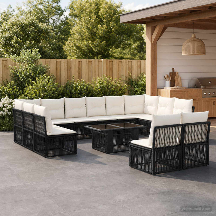 Havesofa Sæt 13 stk. Sort polyrattan