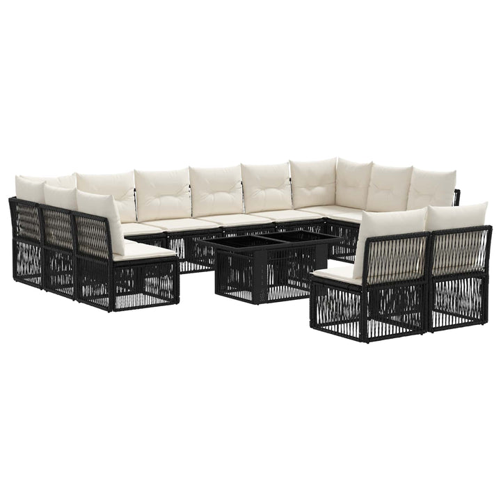 Havesofa Sæt 13 stk. Sort polyrattan