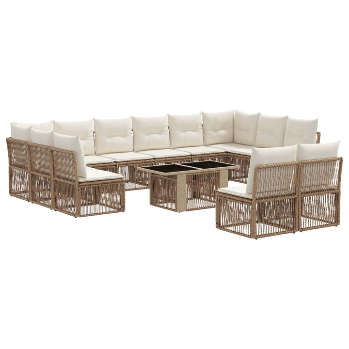Havesofa Sæt 13 stk. Beige polyrattan