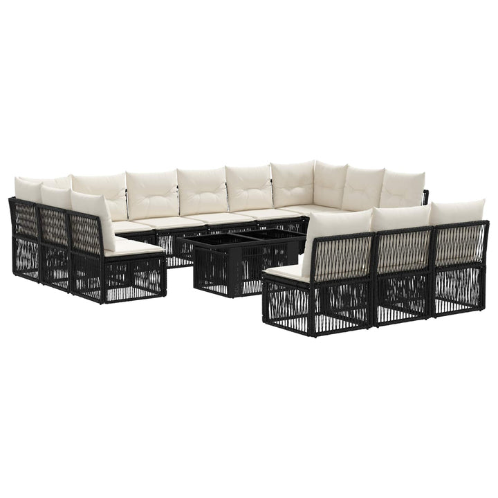 Havesofa Sæt 14 stk. Sort polyrattan