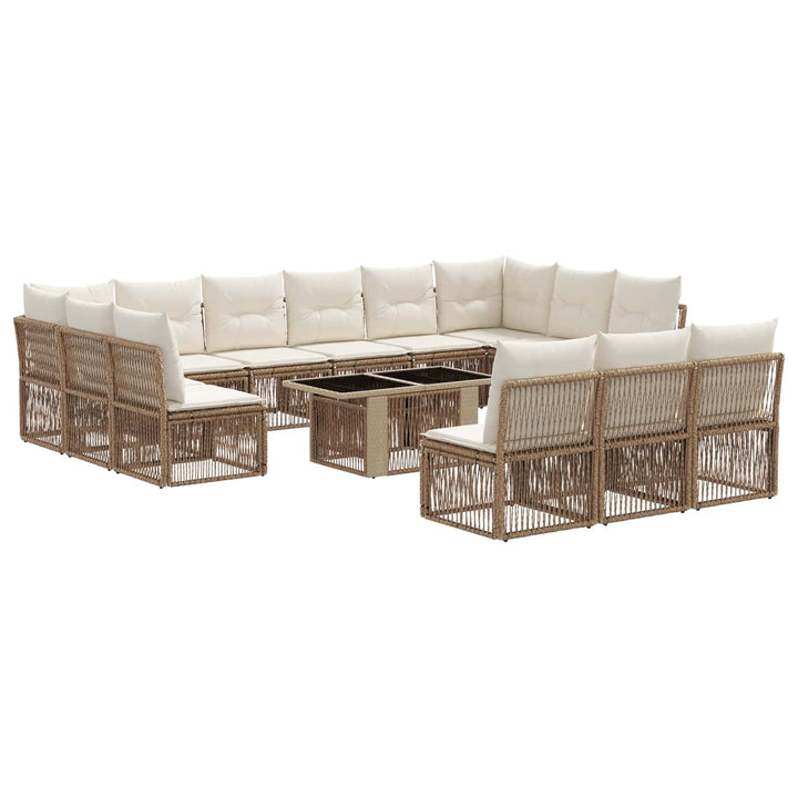 Havesofa Sæt 14 stk. Beige polyrattan