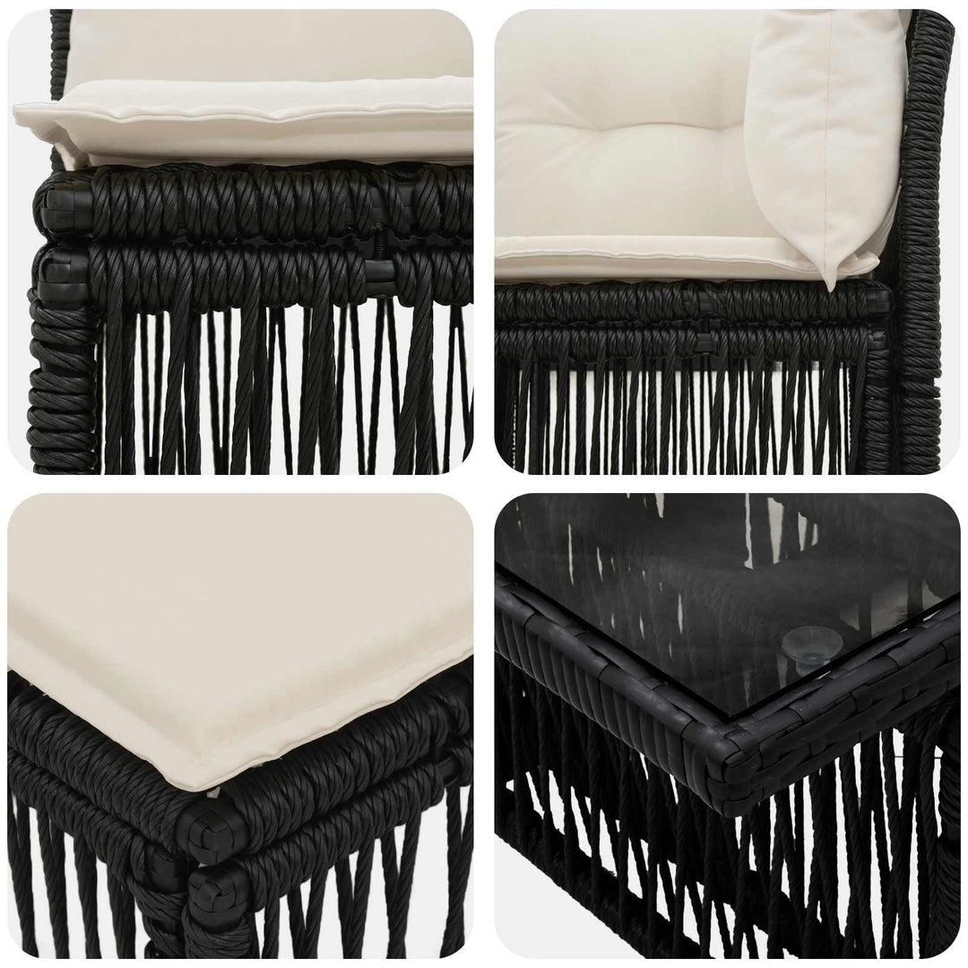 Havesofa Sæt 12 stk. Sort polyrattan