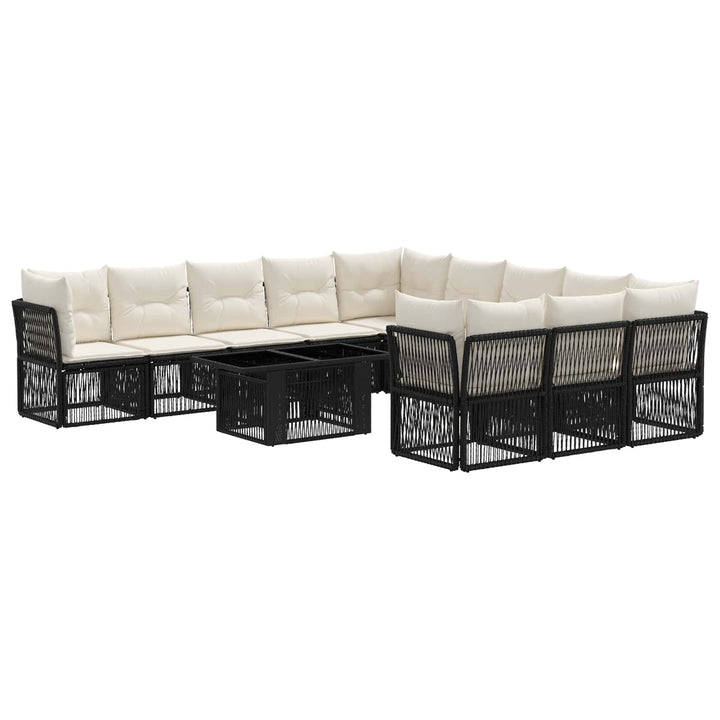 Havesofa Sæt 12 stk. Sort polyrattan