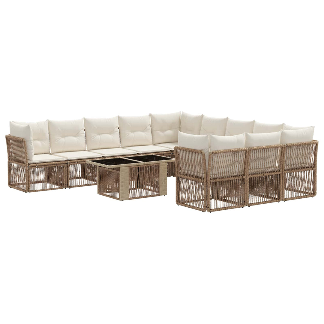 Havesofa Sæt 12 stk. Beige polyrattan