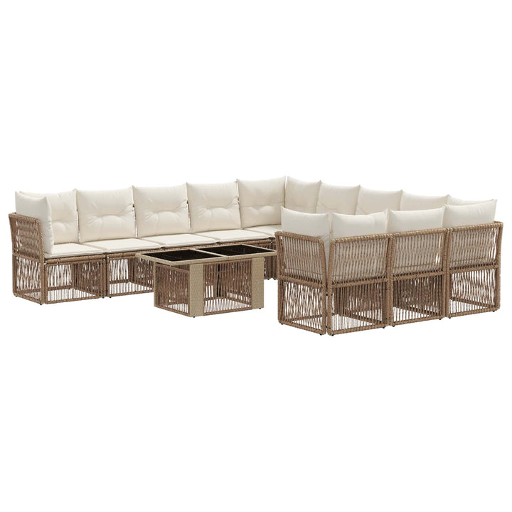 Havesofa Sæt 12 stk. Beige polyrattan