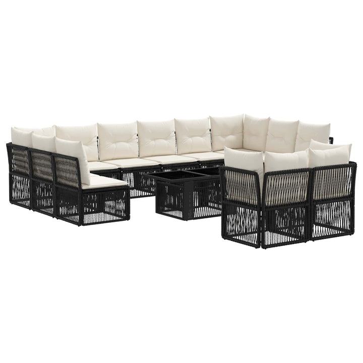 Havesofa Sæt 13 stk. Sort polyrattan