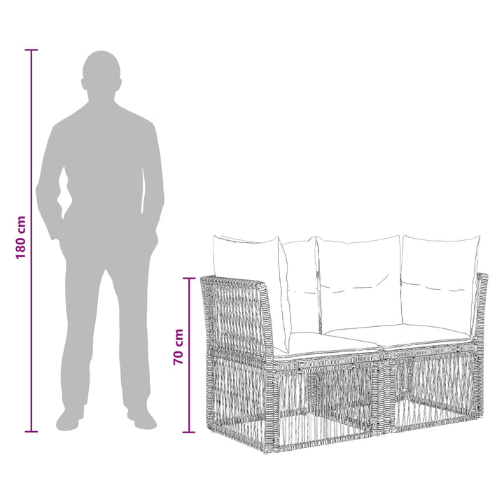 Havesofa Sæt 13 stk. Sort polyrattan