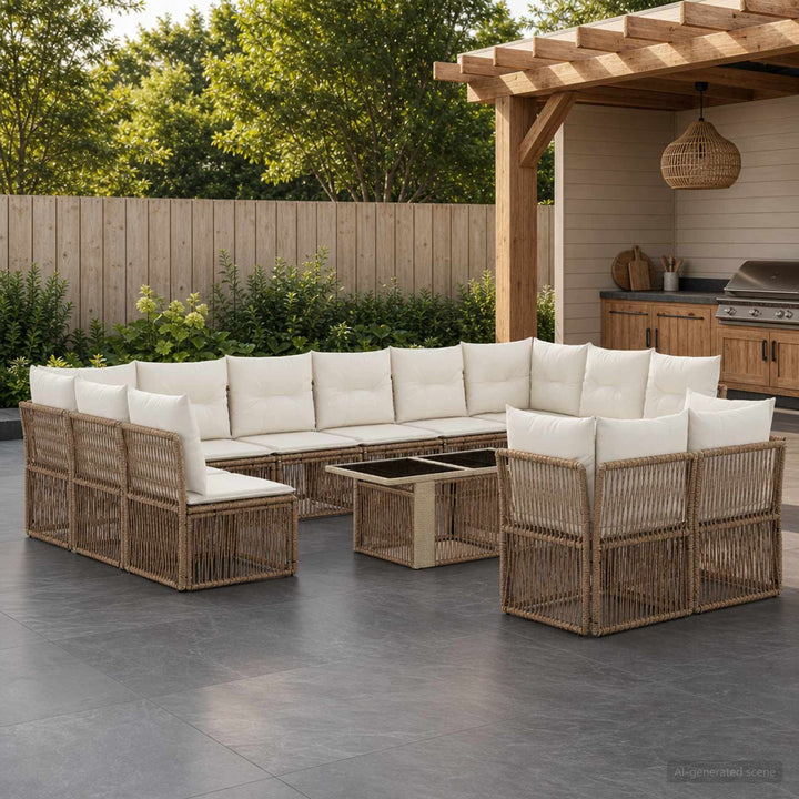 Havesofa Sæt 13 stk. Beige polyrattan