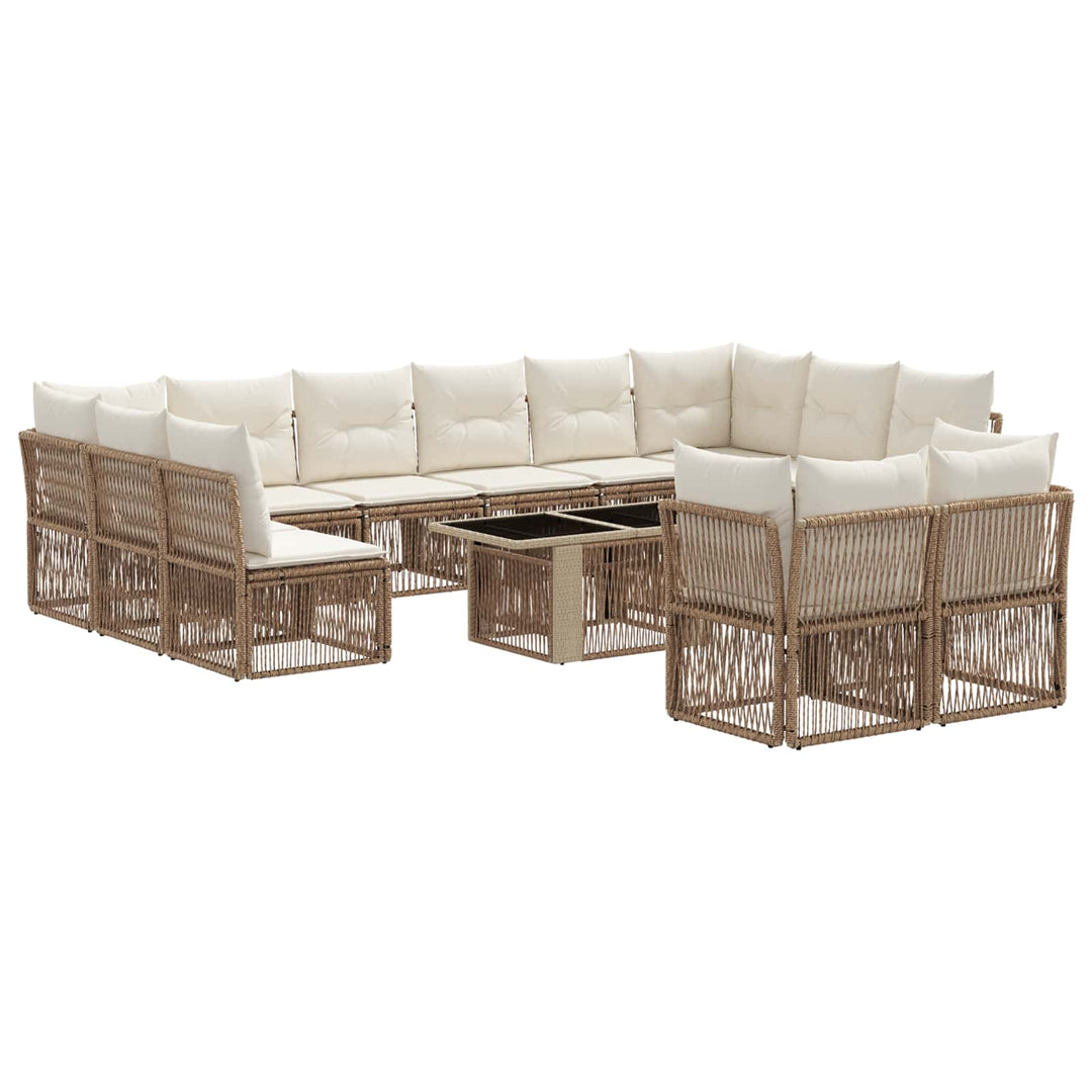 Havesofa Sæt 13 stk. Beige polyrattan