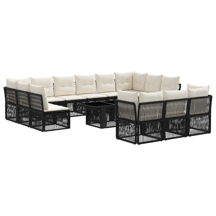 Havesofa Sæt 14 stk. Sort polyrattan