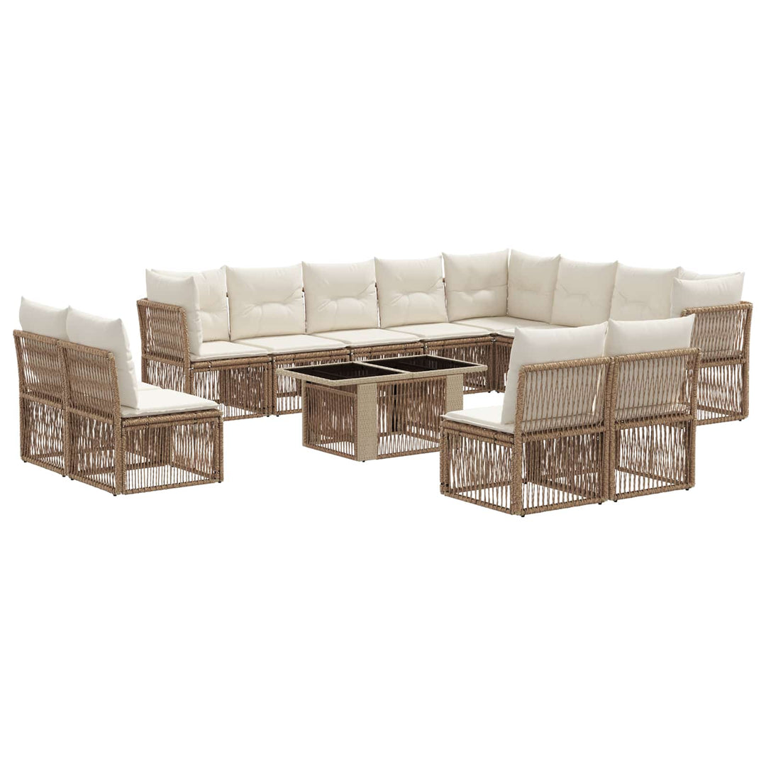 Havesofa Sæt 13 stk. Beige polyrattan
