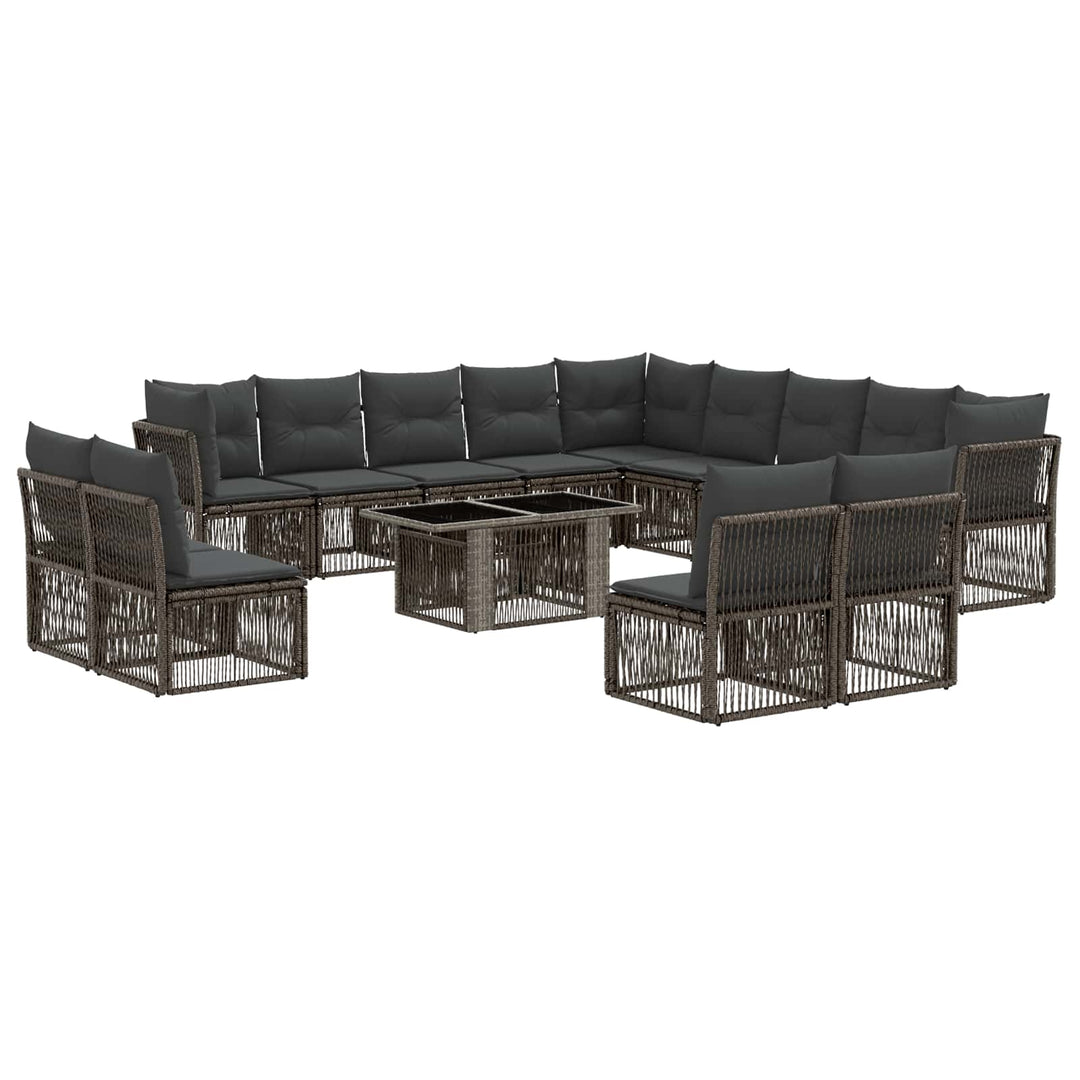 Havesofa Sæt 14 stk. Sort polyrattan