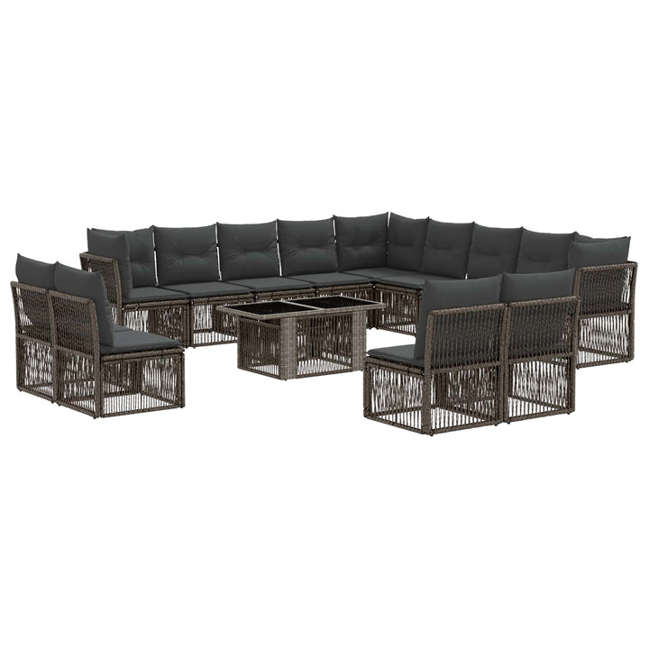 Havesofa Sæt 14 stk. Sort polyrattan