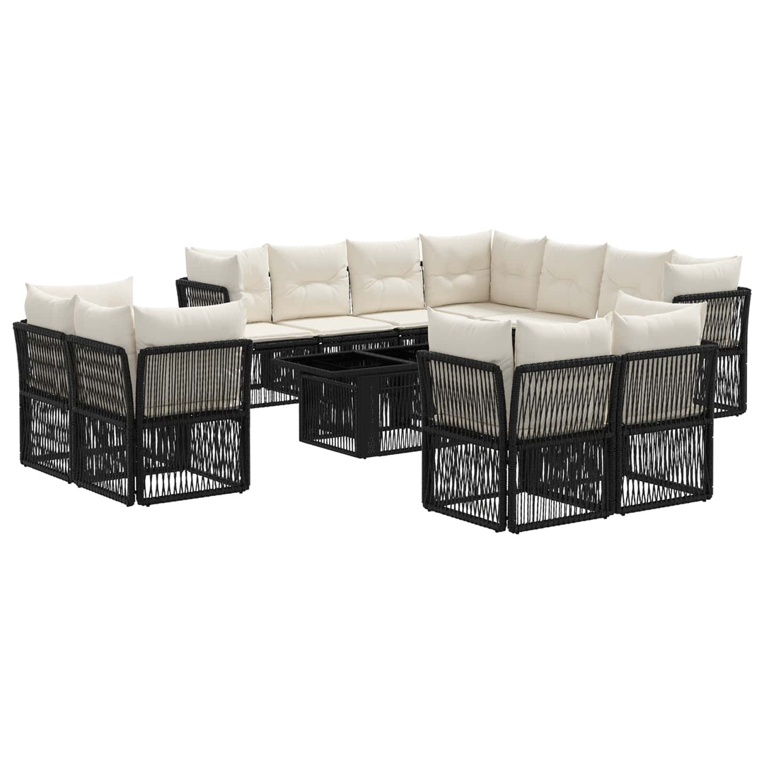 Havesofa Sæt 12 stk. Sort polyrattan