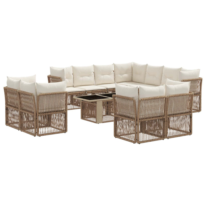 Havesofa Sæt 12 stk. Beige polyrattan