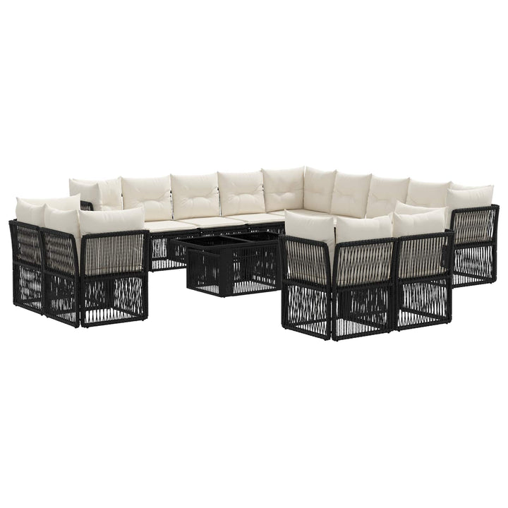 Havesofa Sæt 14 stk. Sort polyrattan