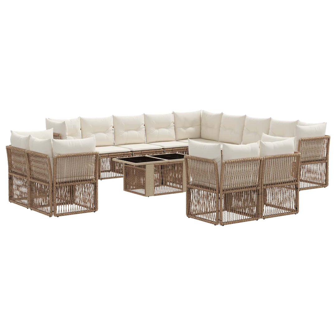 Havesofa Sæt 14 stk. Beige polyrattan