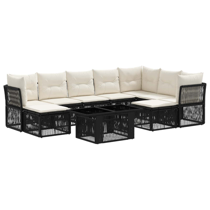 Havesofa Sæt 10 stk. Sort polyrattan