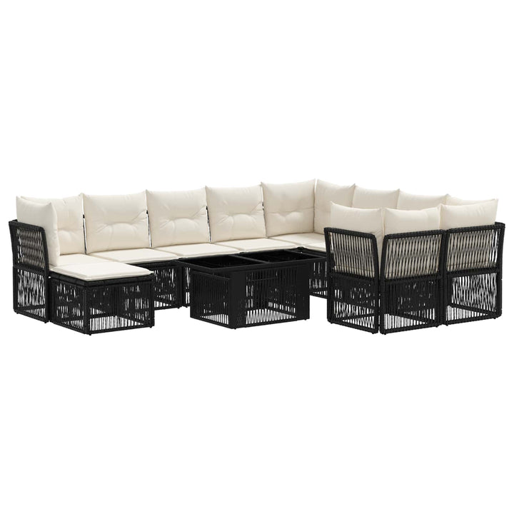 Havesofa Sæt 11 stk. Sort polyrattan