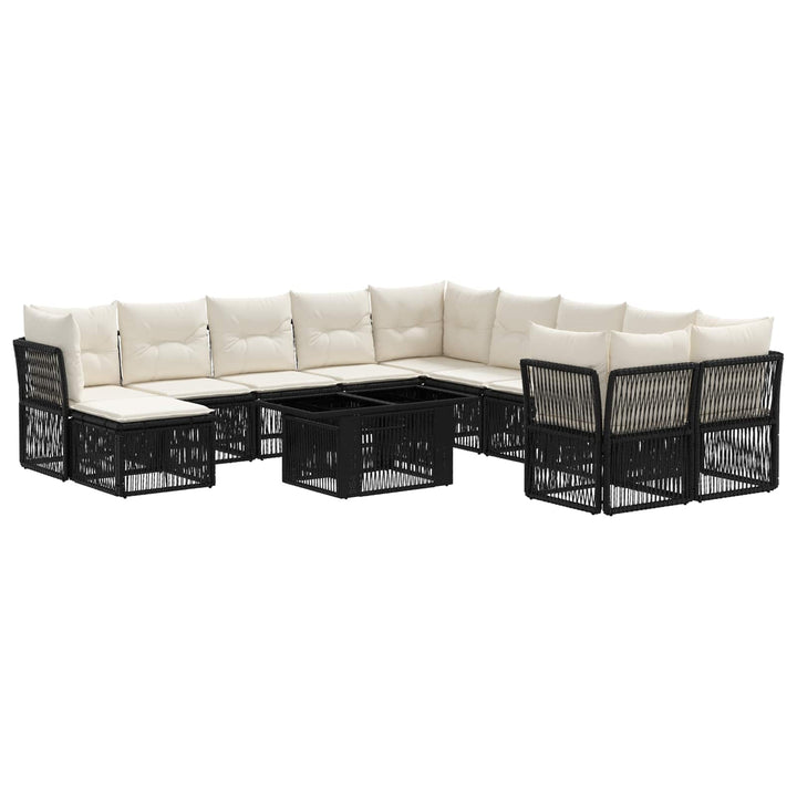 Havesofa Sæt 12 stk. Sort polyrattan