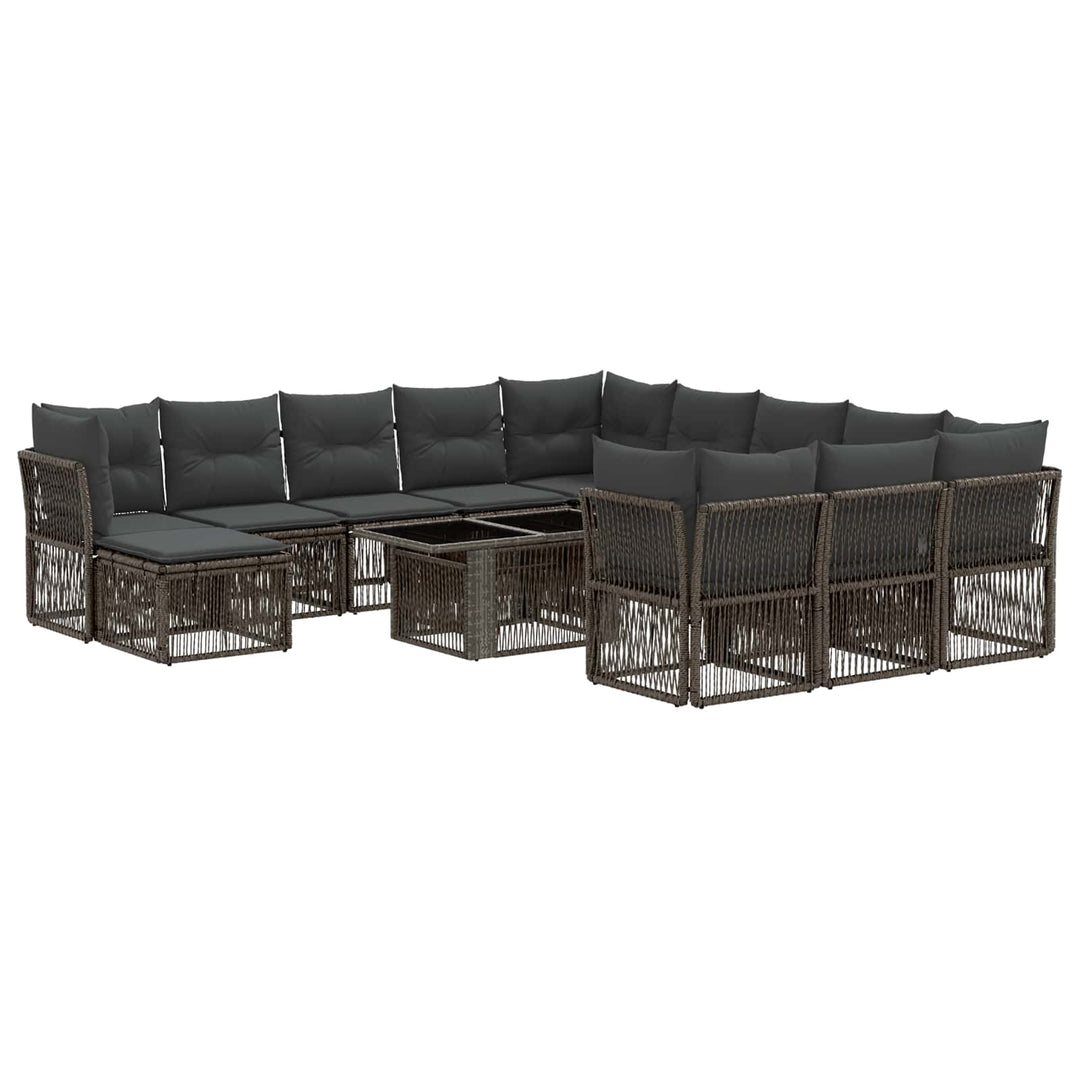 Havesofa Sæt 13 stk. Grå og Mørkegrå polyrattan