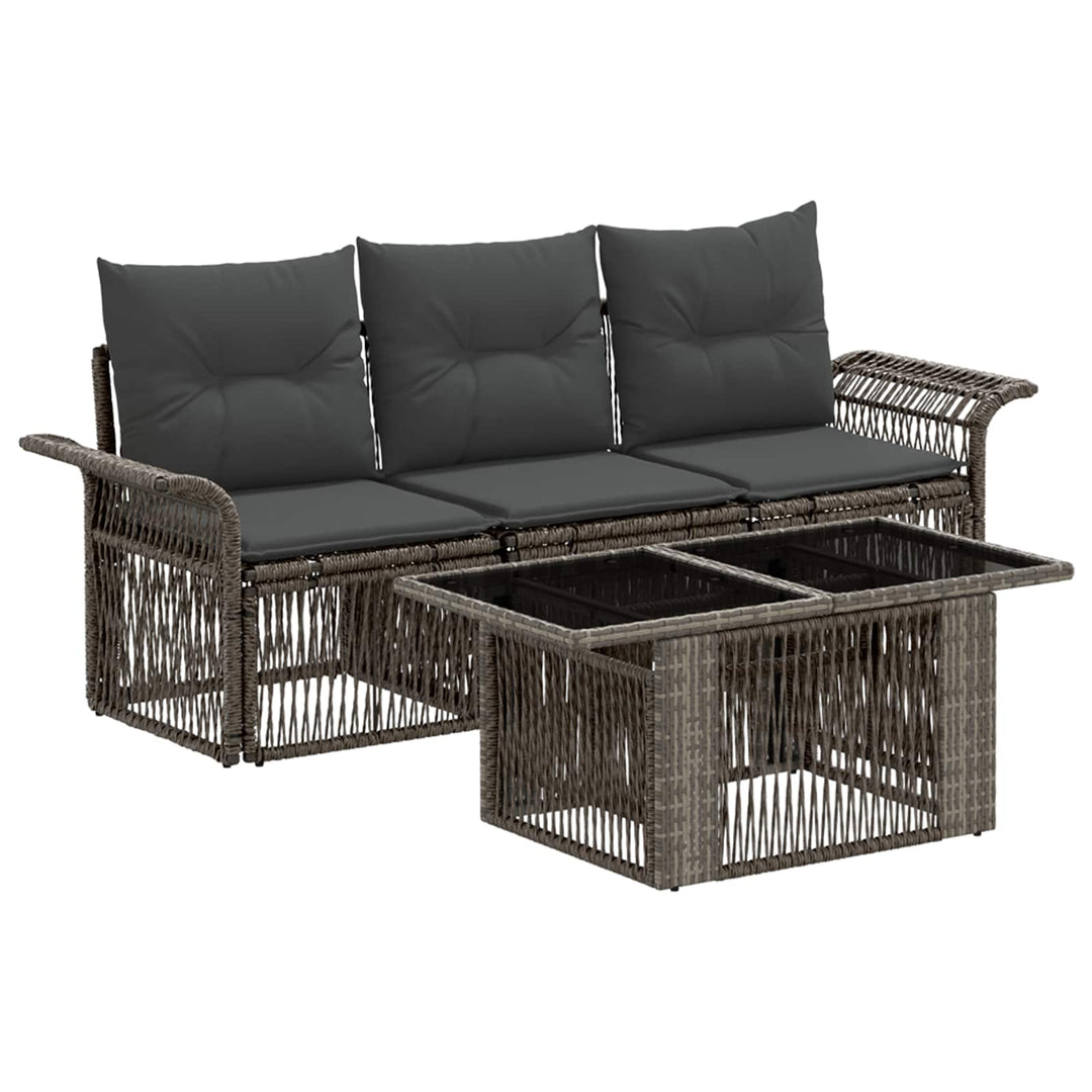 Havesofa Sæt 4 stk. Grå og Mørkegrå polyrattan
