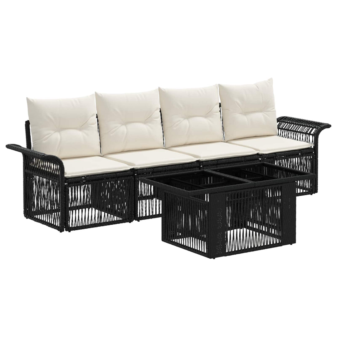 Havesofa Sæt 5 stk. Sort og Cremehvid polyrattan