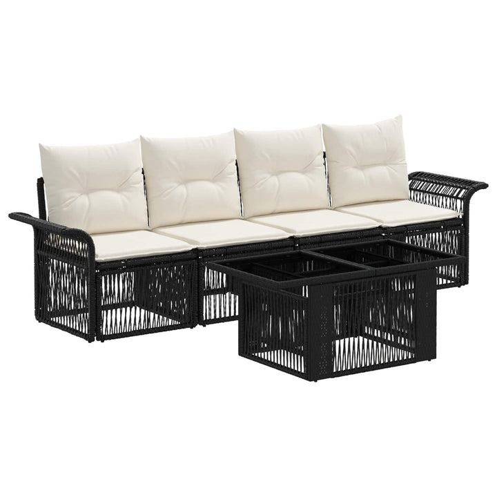 Havesofa Sæt 5 stk. Sort og Cremehvid polyrattan