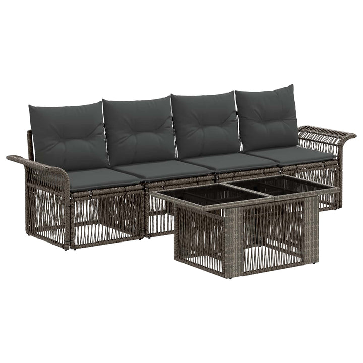 Havesofa Sæt 5 stk. Grå og Mørkegrå polyrattan