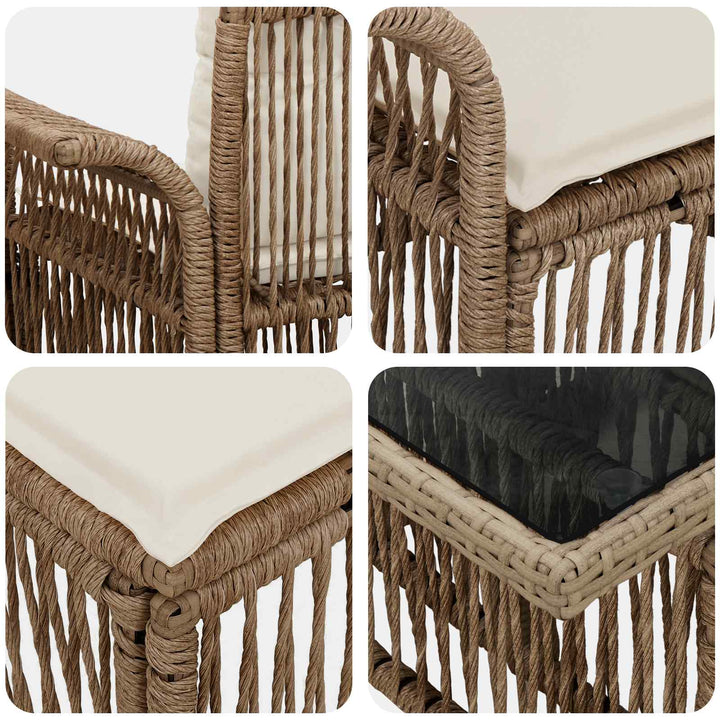 Havesofa Sæt 5 stk. Beige og cremehvid polyrattan