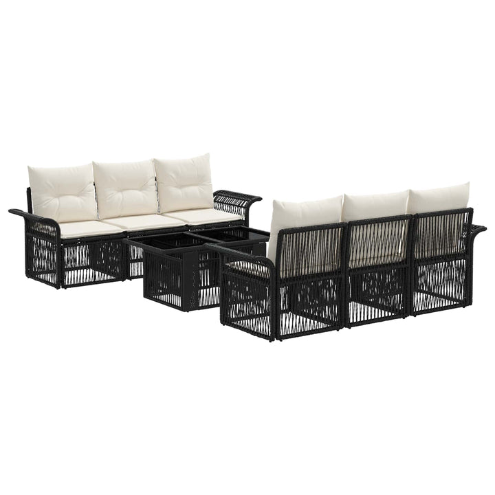Havesofa Sæt 7 stk. Sort og Cremehvid polyrattan