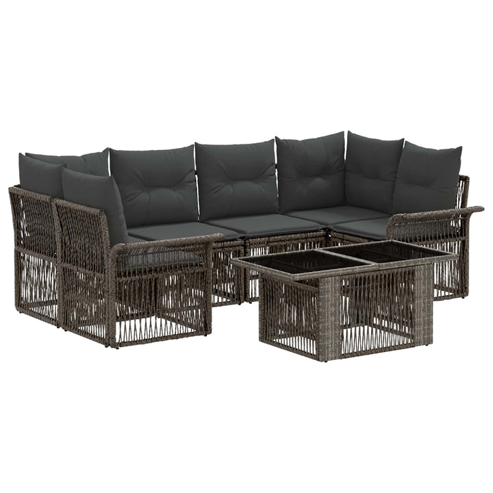 Havesofa Sæt 7 stk. Grå og Mørkegrå polyrattan