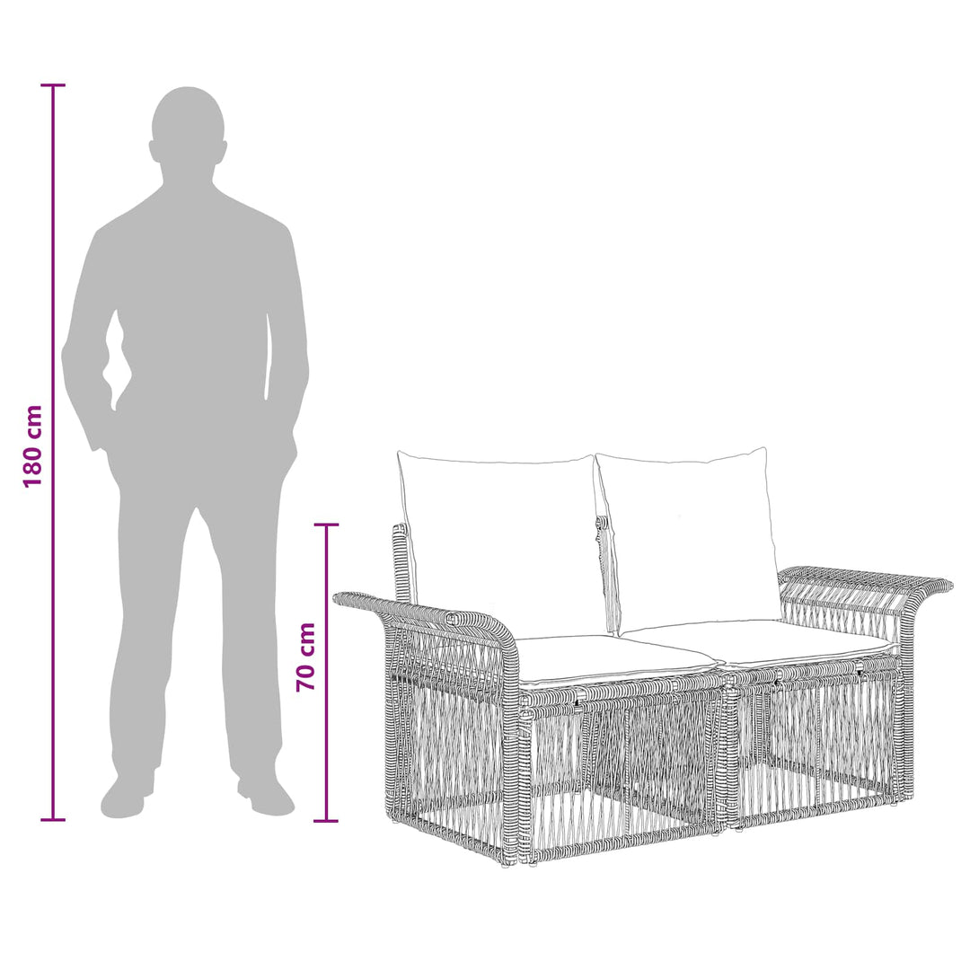 Havesofa Sæt 8 stk. Beige og cremehvid polyrattan