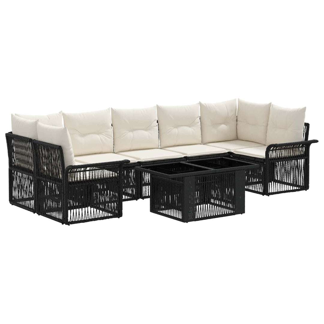 Havesofa Sæt 8 stk. Sort og Cremehvid polyrattan