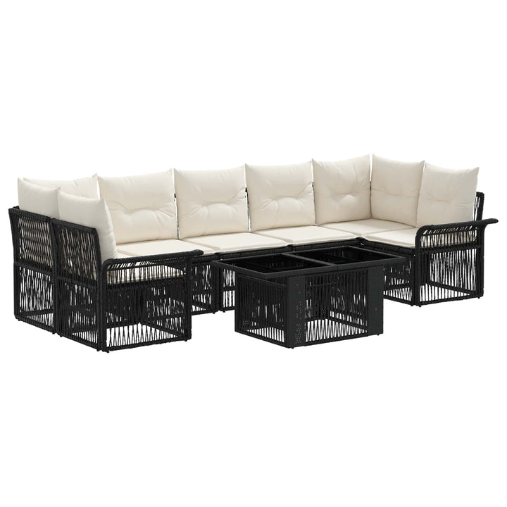 Havesofa Sæt 8 stk. Sort og Cremehvid polyrattan