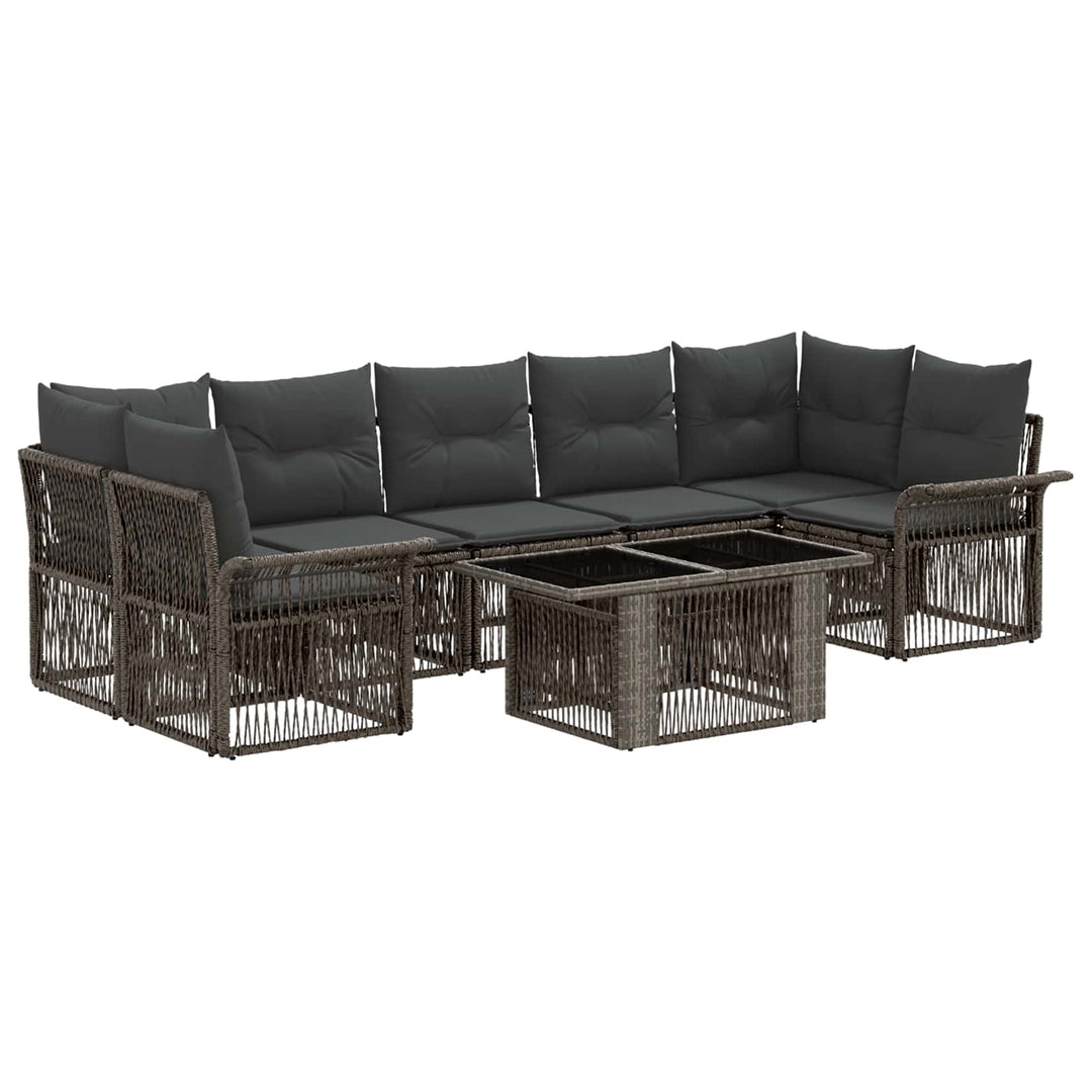 Havesofa Sæt 8 stk. Grå og Mørkegrå polyrattan