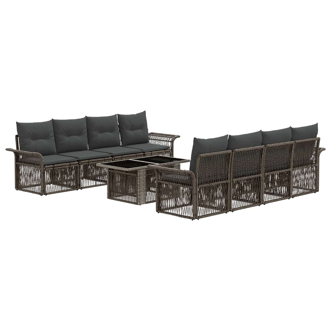 Havesofa Sæt 9 stk. Grå og Mørkegrå polyrattan
