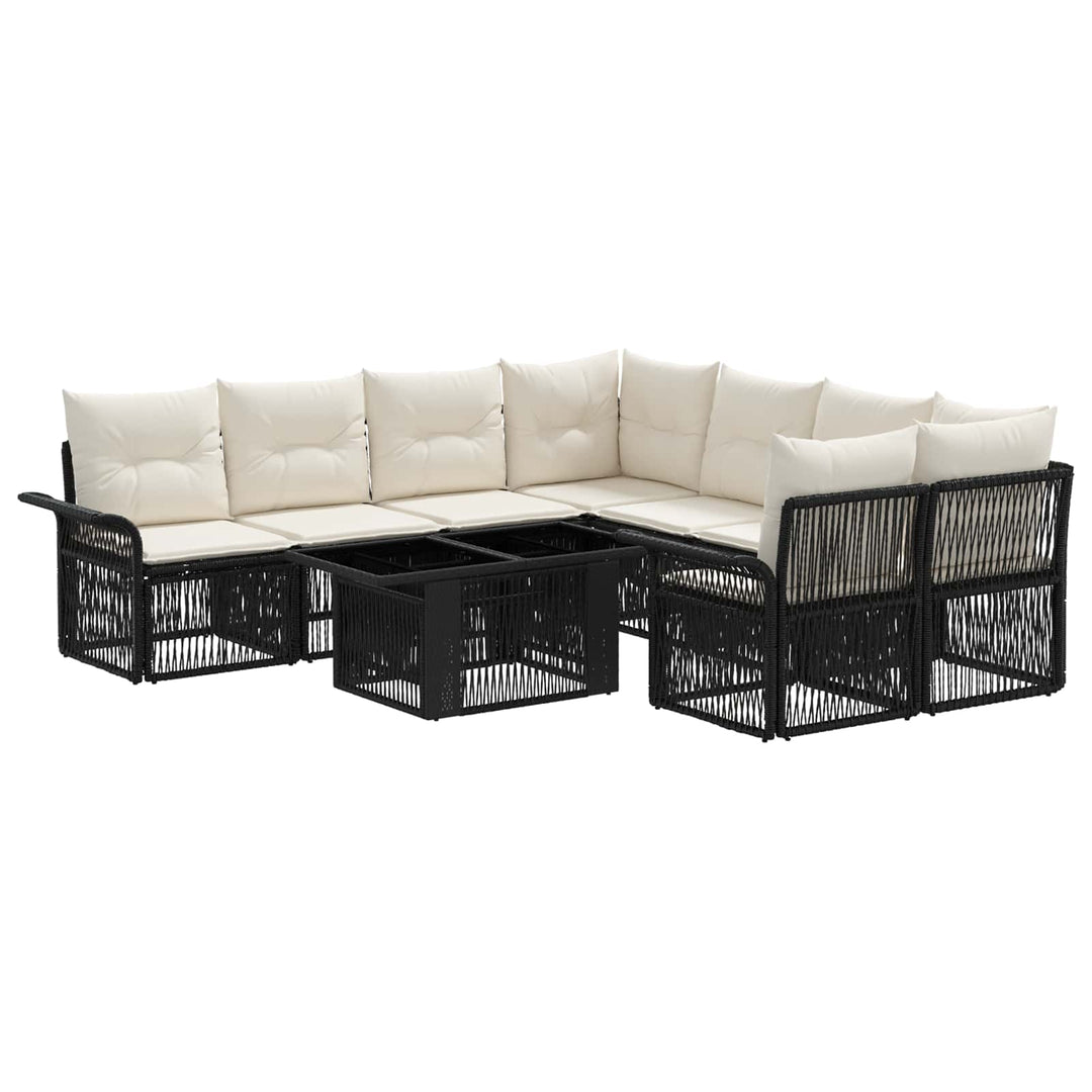 Havesofa Sæt 9 stk. Sort og Cremehvid polyrattan
