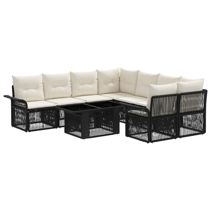 Havesofa Sæt 9 stk. Sort og Cremehvid polyrattan