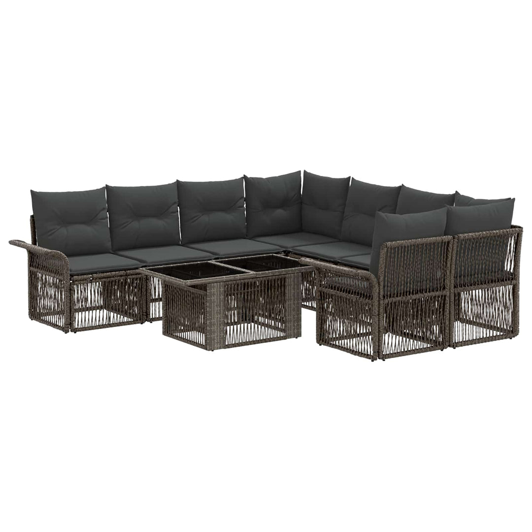 Havesofa Sæt 9 stk. Grå og Mørkegrå polyrattan