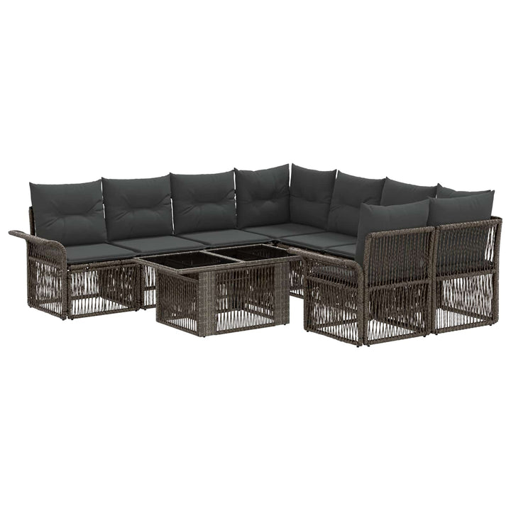 Havesofa Sæt 9 stk. Grå og Mørkegrå polyrattan