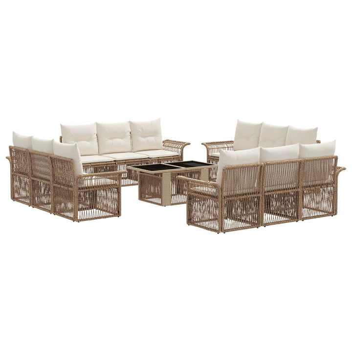 Havesofa Sæt 13 stk. Beige og cremehvid polyrattan