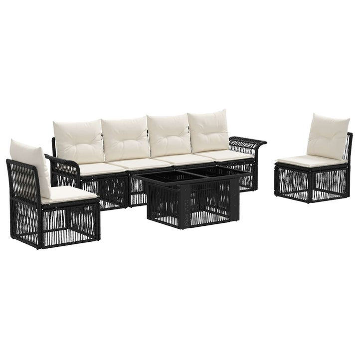Havesofa Sæt 7 stk. Sort og Cremehvid polyrattan