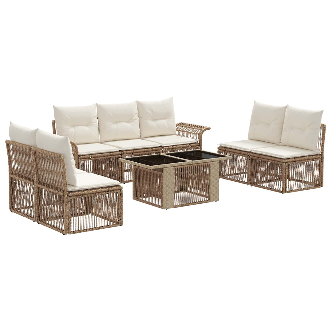 Havesofa Sæt 8 stk. Beige og cremehvid polyrattan