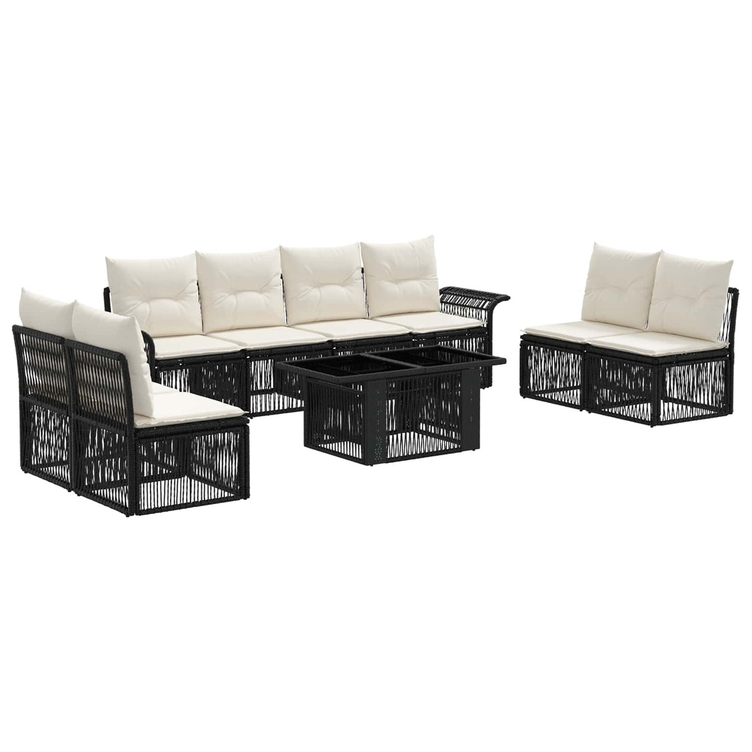 Havesofa Sæt 9 stk. Sort og Cremehvid polyrattan