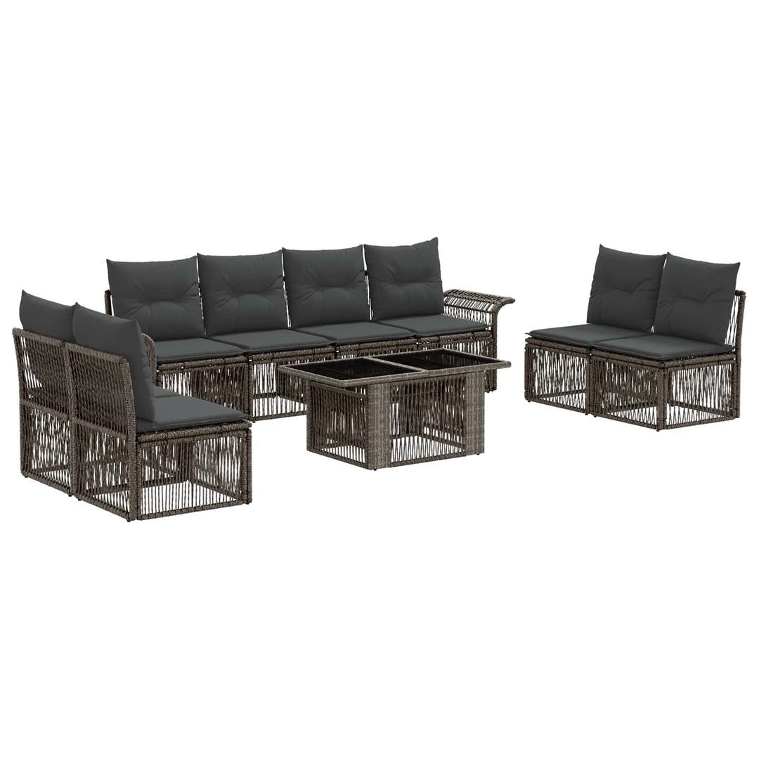 Havesofa Sæt 9 stk. Grå og Mørkegrå polyrattan