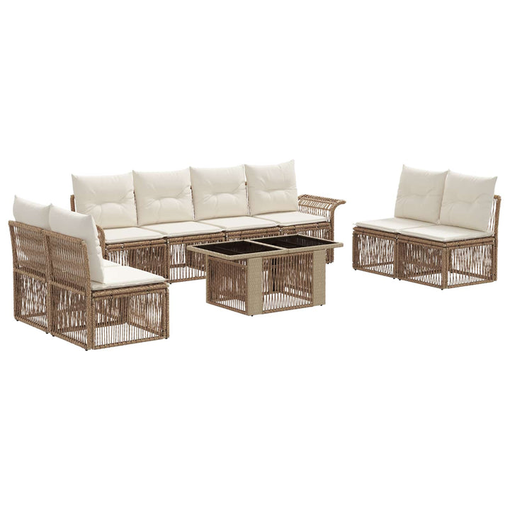 Havesofa Sæt 9 stk. Beige og cremehvid polyrattan