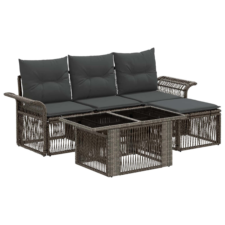 Havesofa Sæt 5 stk. Grå og Mørkegrå polyrattan