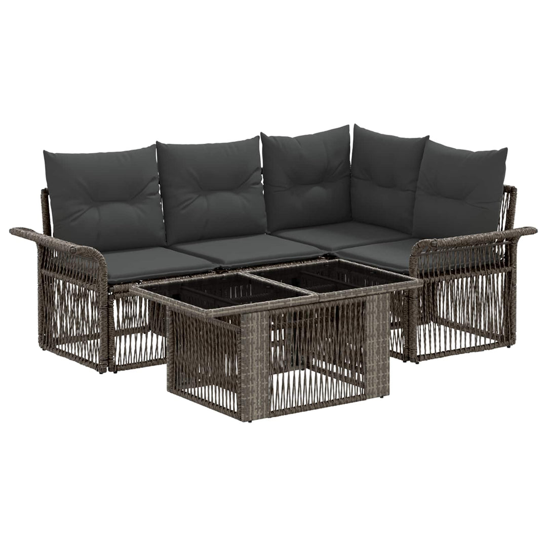Havesofa Sæt 5 stk. Grå og Mørkegrå polyrattan