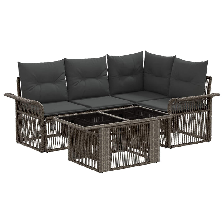 Havesofa Sæt 5 stk. Grå og Mørkegrå polyrattan